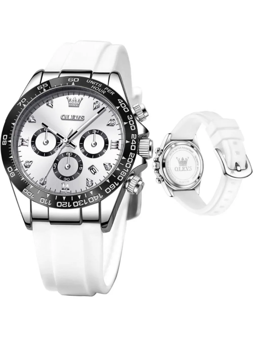 Women's White Black Stainless Steel Bracelet Waterproof Dress Analog Wrist Watch